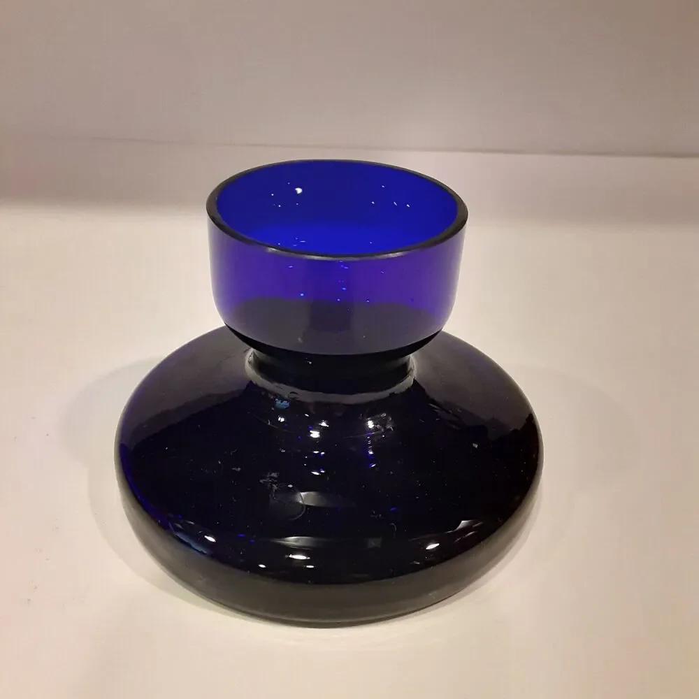Vintage Cobalt Blue Glass Candle Holder